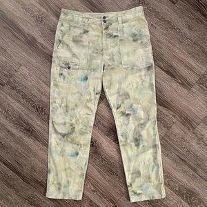 Anthropologie Tie-Dye Cargo Pants - Green and Blue